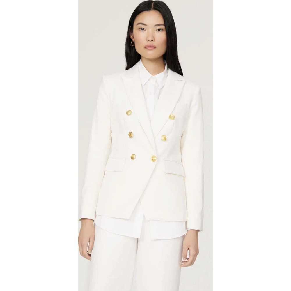 Rag & Bone Preston Double Breasted Blazer in Ivory/White Gold Buttons Size 4